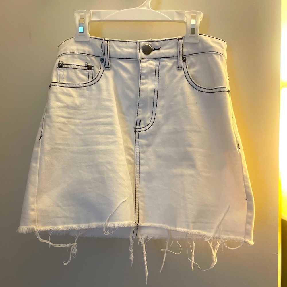 White Denim Mini Skirt